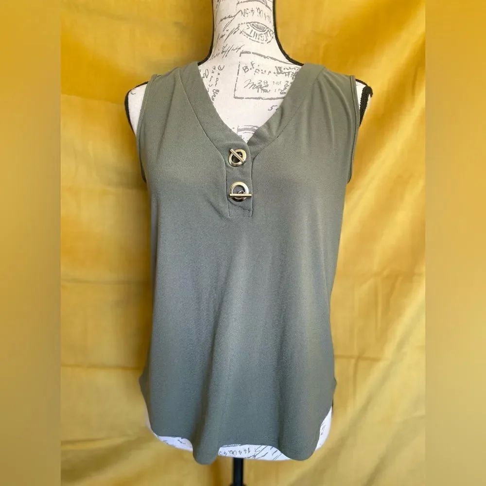 Madison - Olive Green Sleeveless Blouse - Size Medium